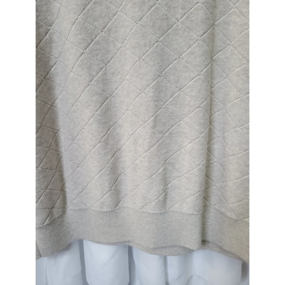 Banana Republic Mens Large Beige Diamond Quilted Knit Short Sleeve Polo  214